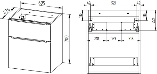 Mereo Mailo, koupelnová skříňka 61 cm, chrom madlo, Multidecor, Zelená Verde CN590SZEV1