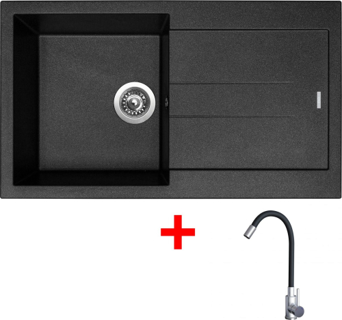 Granitový dřez Sinks AMANDA 860 Metalblack + Elasta nerez/černá G23074