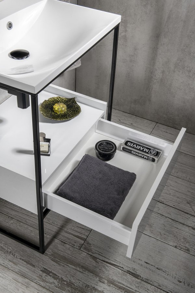 Sapho SKA konzole pod umyvadlo se zásuvkou 750x850x460mm, černá mat/bílá lesk SKA602