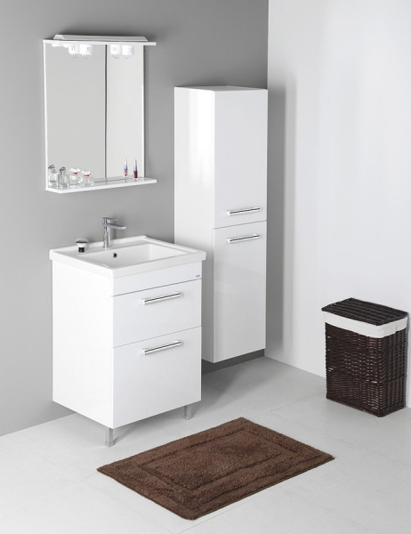 Aqualine VEGA skříňka vysoká s košem, 40x150x31cm, bílá VG160