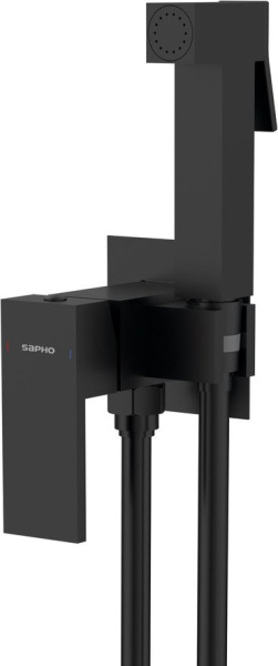 Sapho CUBEMIX podomítková bidetová baterie se Stop sprškou, hranatá, černá mat CM040B