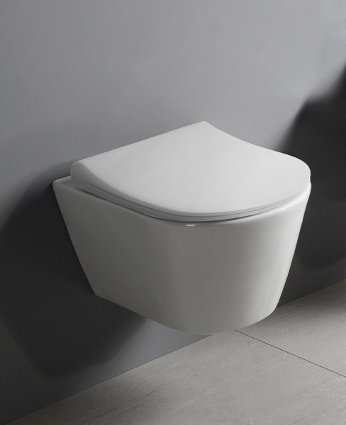 AVVA závěsné WC Rimless s podomítkovou nádržkou a tlačítkem Schwab, bílá 100314-SET5