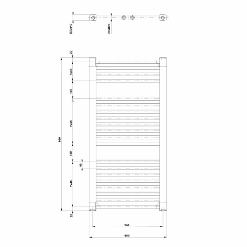 Aqualine DIRECT otopné těleso s bočním připojením 600x960 mm, bílá ILR96T