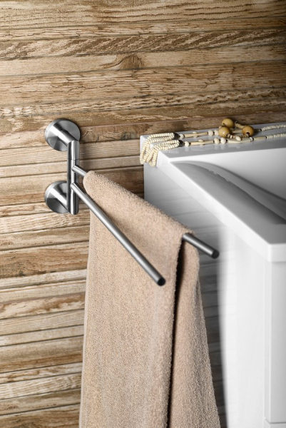 Sapho X-STEEL dvojitý držák ručníků otočný 370mm, nerez mat XS405