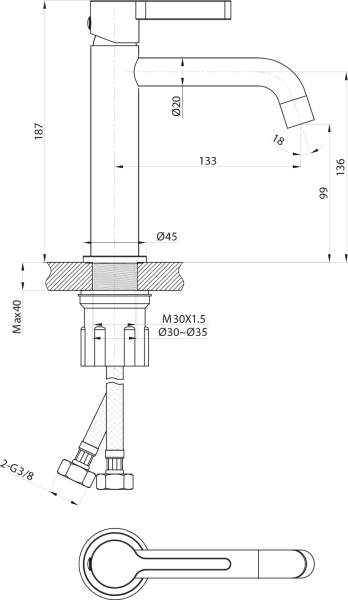 Sapho ICONIC stojánková umyvadlová baterie, chrom AF002