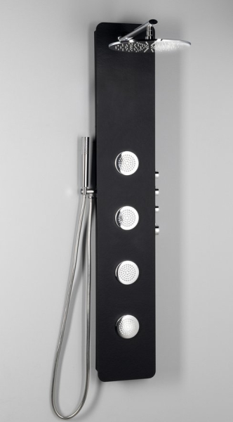 Polysan SPIRIT ROUND termostatický sprchový panel nástěnný, 250x1550mm, černá 71251