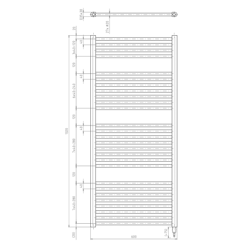 Aqualine DIRECT-E elektrické otopné těleso rovné 600x1320 mm, 600 W, černá ILE36TB