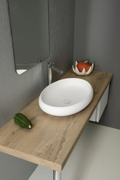 Sapho THIN umyvadlo na desku, Rockstone, 60x40 cm, bílá mat WN213