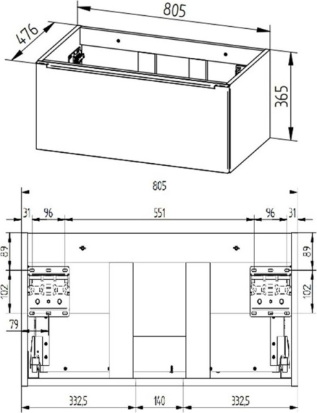 Mereo Mailo, koupelnová skříňka s keramickým umyvadlem 81 cm, antracit, chrom madlo CN536