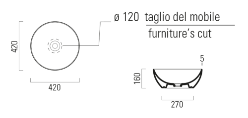 GSI PURA keramické umyvadlo na desku, průměr 42cm, bílá ExtraGlaze 885111