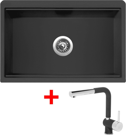 Granitový dřez Sinks FARMHOUSE 838 NANO Nanoblack+MIX 3 P GR FH838N6MI3PGRN6