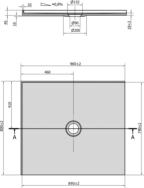 Polysan MIRAI sprchová vanička z litého mramoru, obdélník 90x80x1, 8cm, levá, bílá 73167