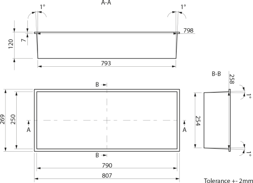Polysan INSERTA zapuštěná police do obkladu, 810x270mm, litý mramor, bílá 1301-82