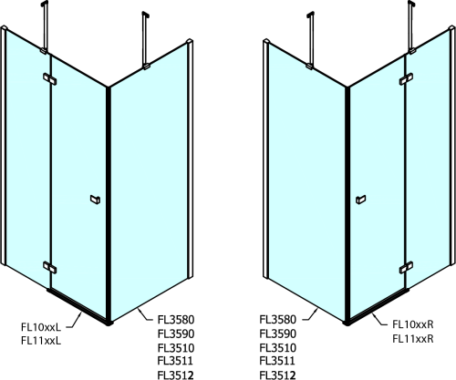 Polysan FORTIS LINE sprchové dveře 1300mm, čiré sklo, pravé FL1113R