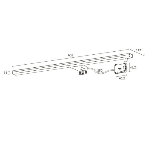 Sapho FELINA LED svítidlo, 12W, 608x15x112mm, IP44, chrom FE060