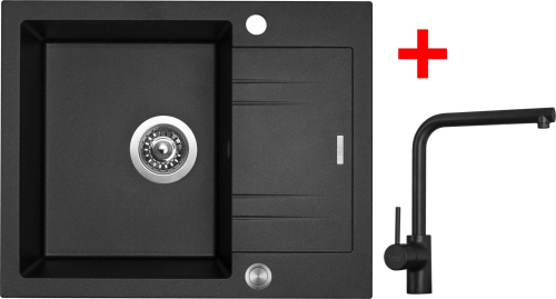 Granitový dřez Sinks LINEA 600 XC Metalblack + Elka černá matná G1974XC