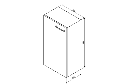 Sapho ESPACE skříňka 50x94x32cm, 1x dvířka, levá/pravá, dub stříbrný ESP851LP