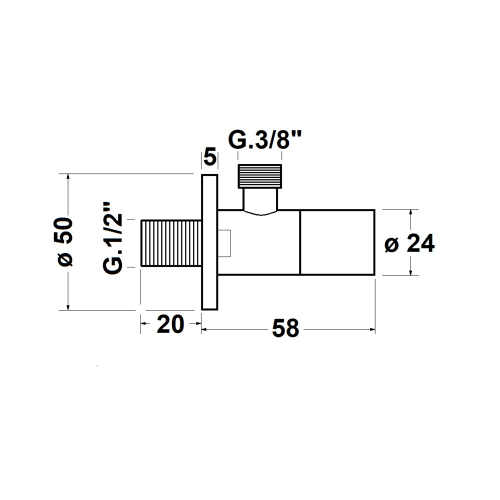 Sapho Rohový ventil kulatý, 1/2"x3/8", zlato mat SL019
