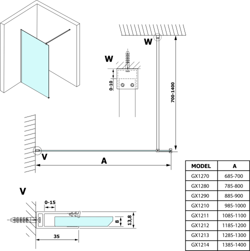 Gelco VARIO čiré sklo 1300x2000mm GX1213
