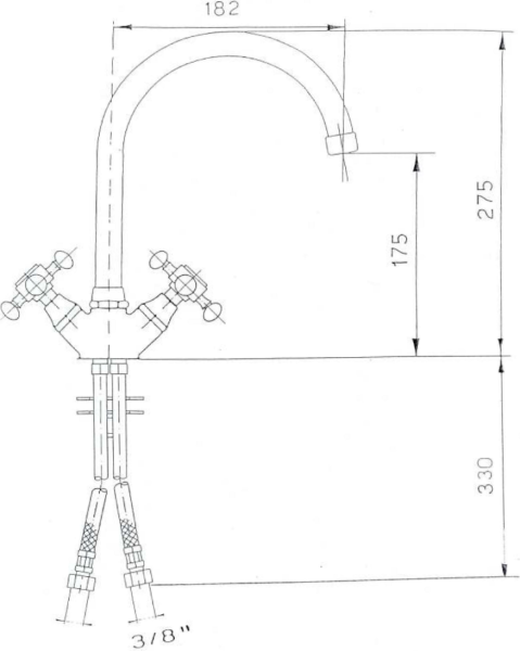 Sapho ANTEA stojánková dřezová baterie, výška 275mm, chrom/zlato 3092