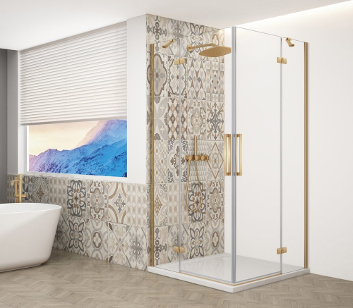 Gelco TRINITY GOLD MATT obdélníkový sprchový kout 1200x900mm, rohový vstup, čiré sklo GT2290-12C-G