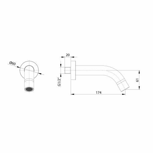Sapho Nástěnná výtoková hubice, kulatá, 174mm, zlato mat BO519