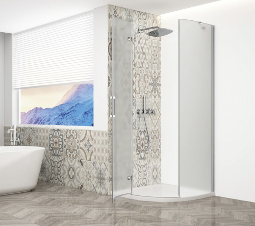 Gelco TRINITY CHROME čtvrtkruhový sprchový kout 900x900mm, matné sklo, levé GT6590ML-CH