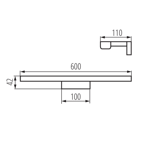 KANLUX ASTEN LED svítidlo 12W, 600x110mm, IP44, chrom 26681