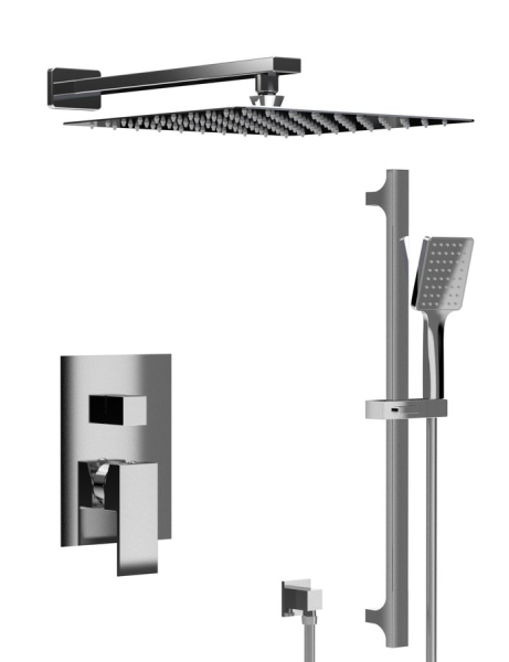 Sapho CUBEMIX podomítkový sprchový set s pákovou baterií, 2 výstupy, posuvný držák sprchy, chrom CM042-02