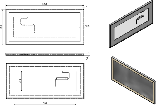 Sapho LUMINAR zrcadlo s LED osvětlením v rámu 120x55cm, chrom NL560