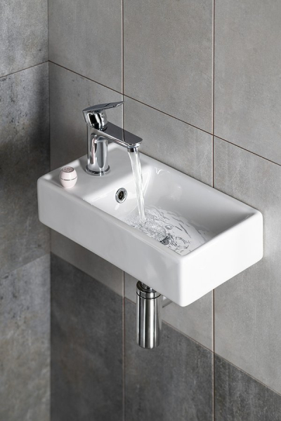 Sapho MINOS keramické umývátko 40x22cm, baterie vlevo, bílá 4759