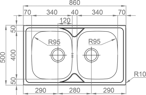 Nerezový dřez Sinks OKIO 860 DUO V 0,6mm matný RDOKM86050026V