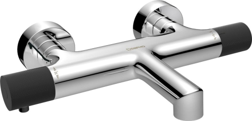 Sapho SOLARIS nástěnná vanová termostatická baterie, chrom/černá mat WD010CB