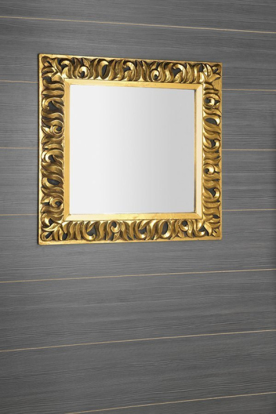Sapho ZEEGRAS zrcadlo ve vyřezávaném rámu 90x90cm, zlatá IN416