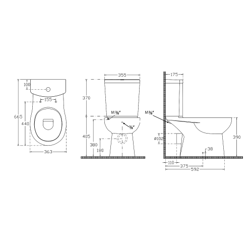Sapho KAIRO CLEANWASH WC kombi s bidet. sprškou, zadní odpad, bílá PC106