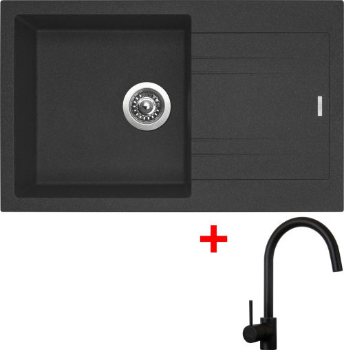 Granitový dřez Sinks LINEA 780 Granblack + Vitalia černá matná G4330