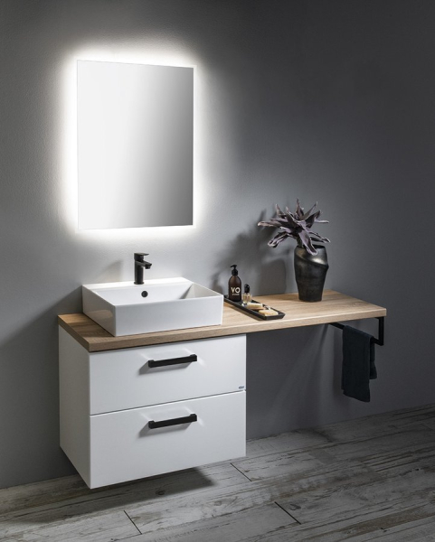 Aqualine VEGA sestava koupelnového nábytku, š. 125 cm, bílá/dub platin VG064-03