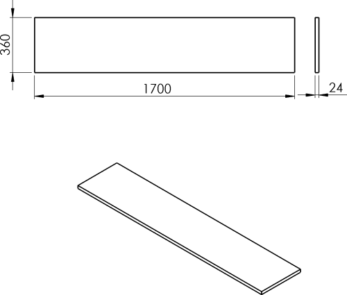 Sapho PLATO deska Rockstone 1700x24x360mm, bílá mat PL176-0101