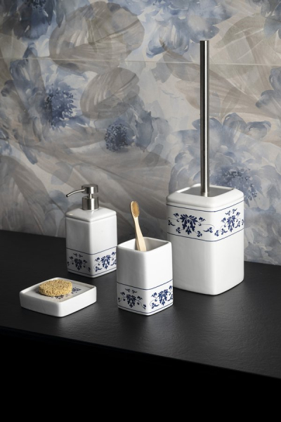 Gedy CIXI mýdlenka na postavení, porcelán, bílá/modrá CX1189