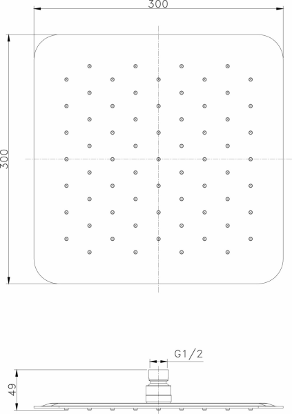 Sapho SLIM hlavová sprcha, 300x300mm, zlato mat SL101GB
