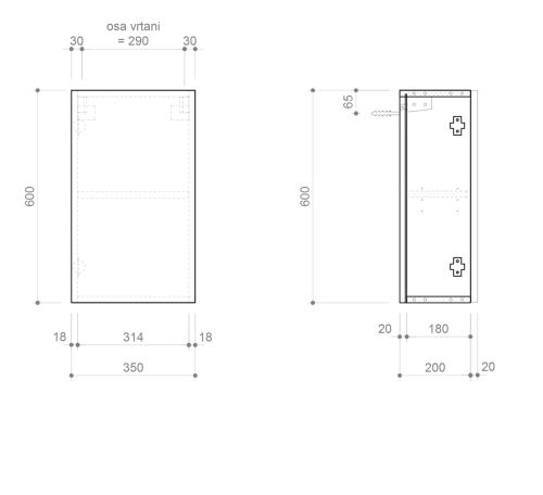 Sapho ESPACE skříňka 35x60x22cm, 1x dvířka, levá/pravá, borovice rustik ESC430-1616