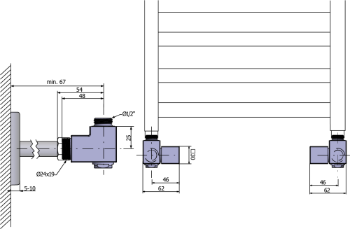 Sapho CUBE COMBI připojovací sada ventilů ruční rohová, pravá, nerez mat CP562S