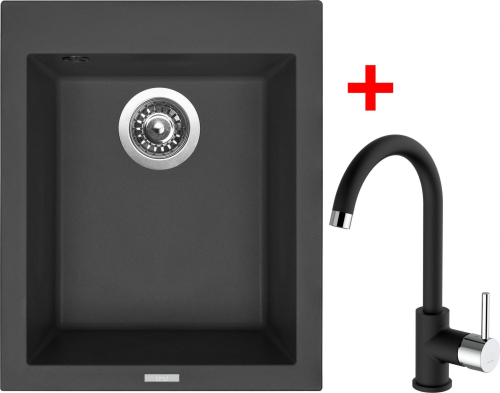 Granitový dřez Sinks CUBE 410 Nanoblack+MIX 35 Nanoblack G178N6