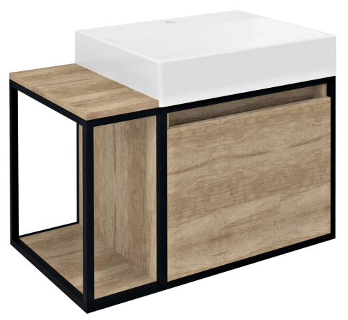 Sapho SKARA umyvadlová skříňka 80x49, 5x46, 5cm, černá mat/dub Alabama CG003-2222