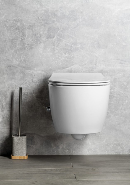 Isvea SENTIMENTI CLEANWASH závěsná WC mísa, integrovaný ventil a bidet. sprška, Rimless, 36x51cm, bílá 10ARS1010