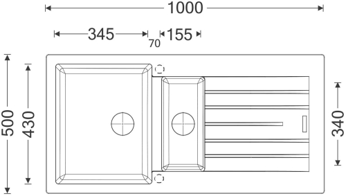 Granitový dřez Sinks PERFECTO 1000.1 Pureblack ACRPE100500126